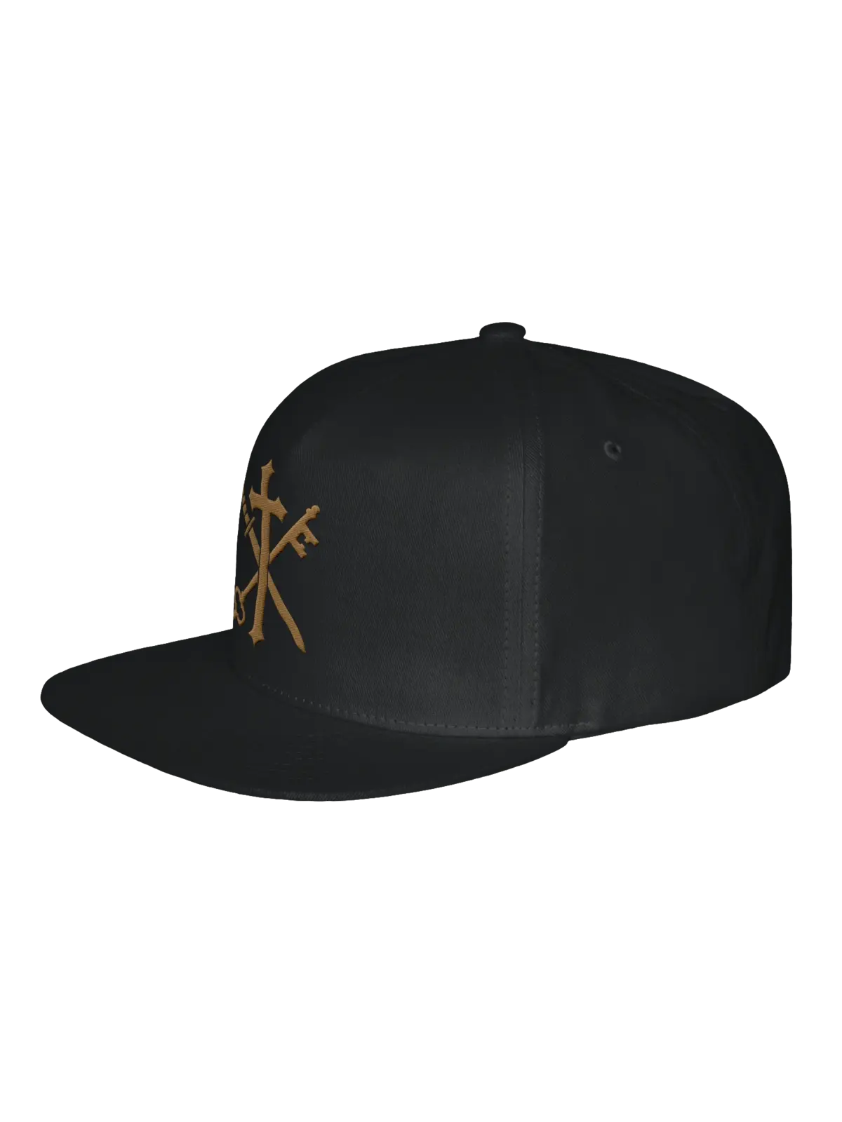 Black Christ Is King high-crown snapback with gold embroidery